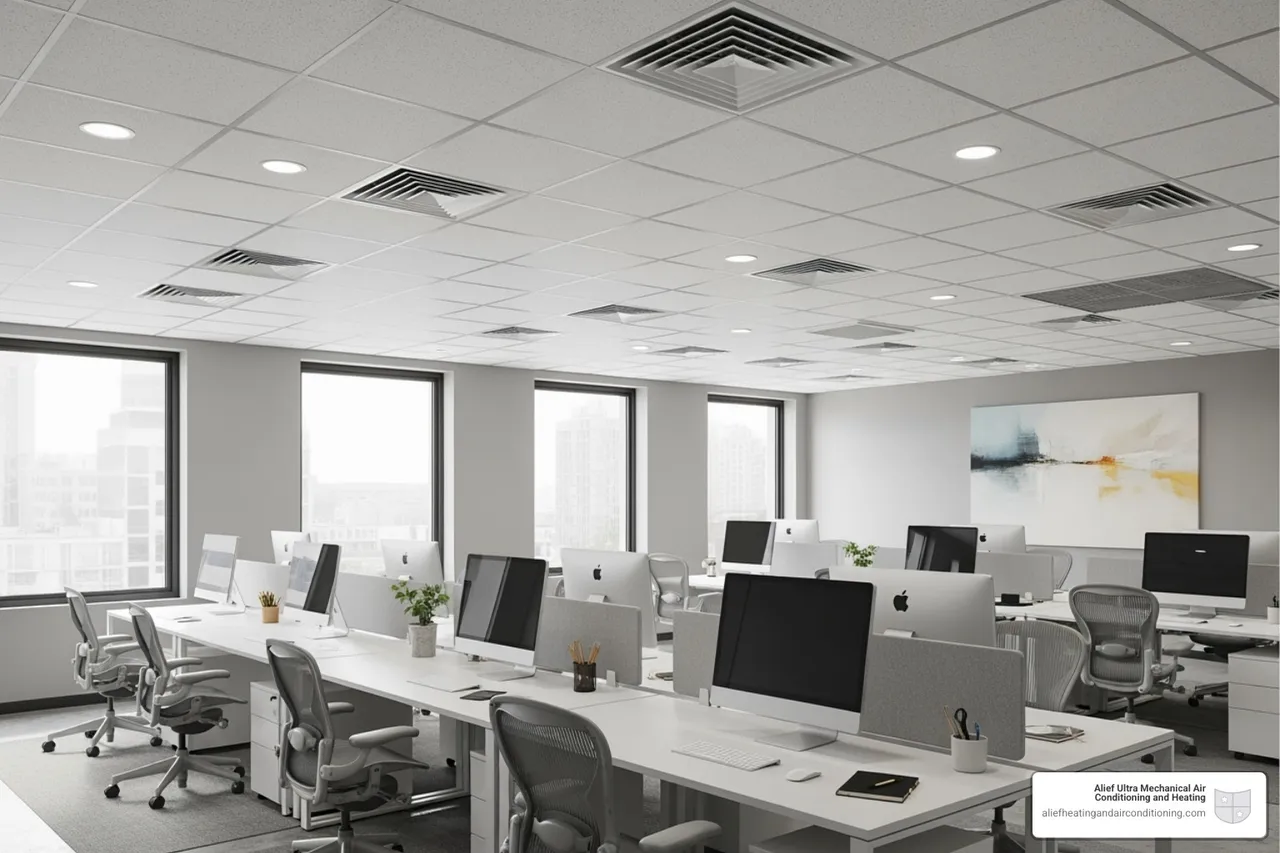 Modern office with clean air vents visible - alief ultra mechanical light commercial